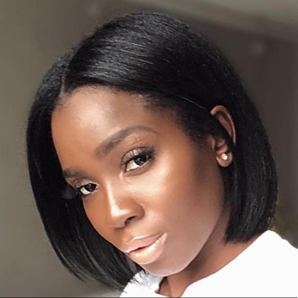 10” SHORT BLACK BOB HUMAN HAIR STRAIGHT LACE-FRONT